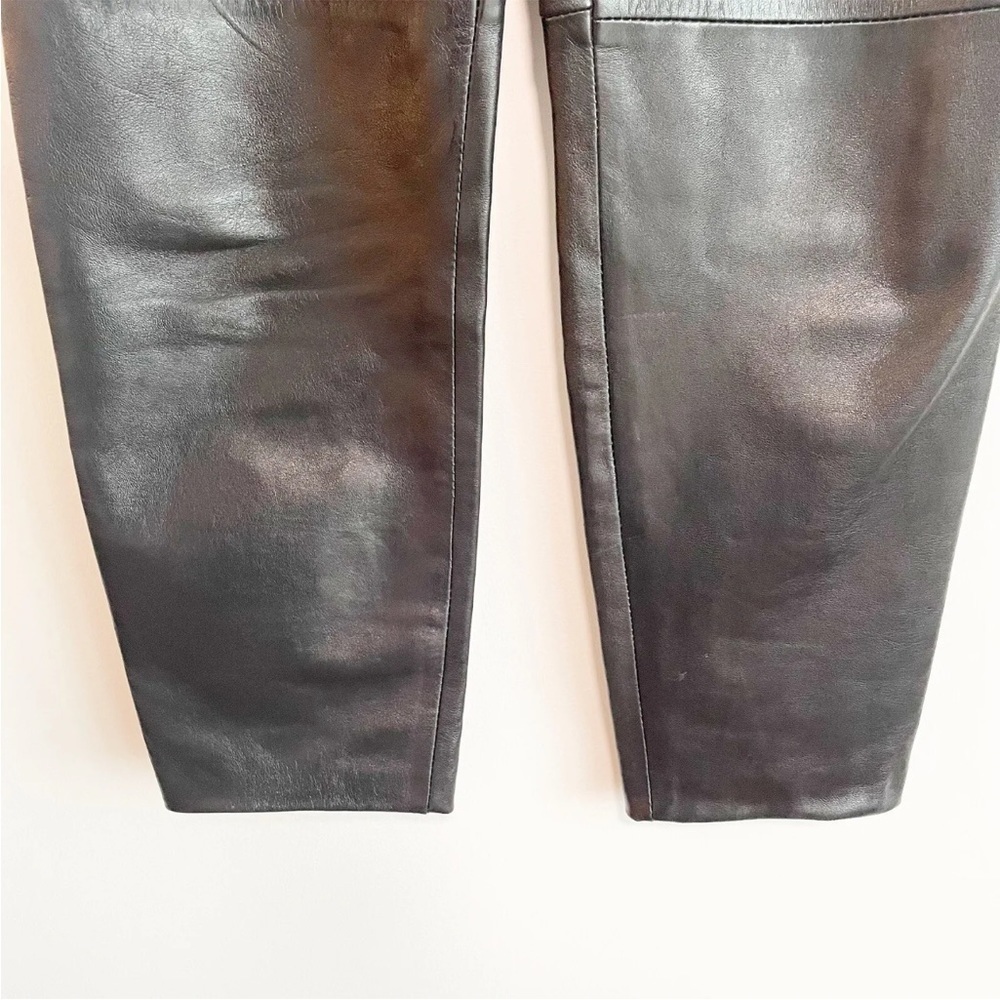 Vintage MZ Creations Paris France Women's High Waisted Black Leather pants 1980s - Picture 3 of 13